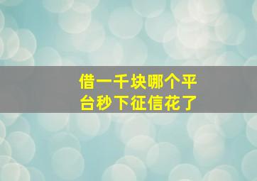 借一千块哪个平台秒下征信花了