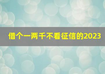 借个一两千不看征信的2023