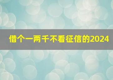 借个一两千不看征信的2024