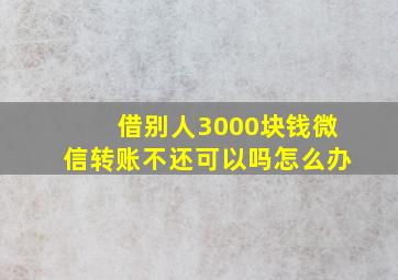 借别人3000块钱微信转账不还可以吗怎么办