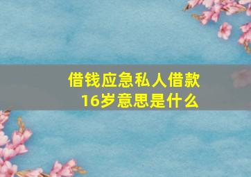 借钱应急私人借款16岁意思是什么