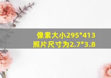 像素大小295*413照片尺寸为2.7*3.8