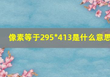 像素等于295*413是什么意思