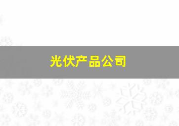 光伏产品公司