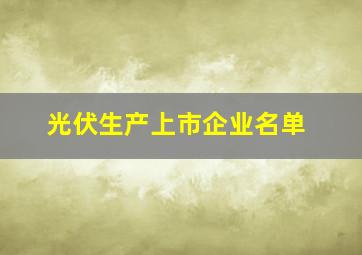 光伏生产上市企业名单