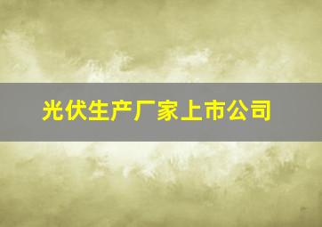 光伏生产厂家上市公司