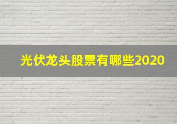 光伏龙头股票有哪些2020