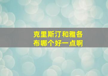 克里斯汀和雅各布哪个好一点啊