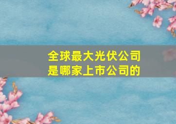 全球最大光伏公司是哪家上市公司的