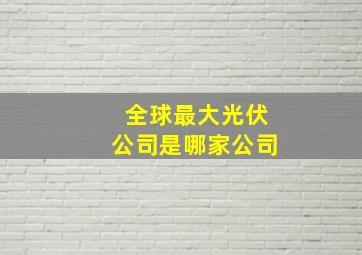 全球最大光伏公司是哪家公司