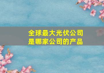 全球最大光伏公司是哪家公司的产品