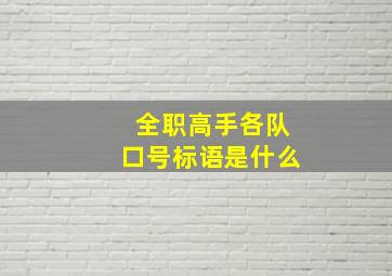 全职高手各队口号标语是什么