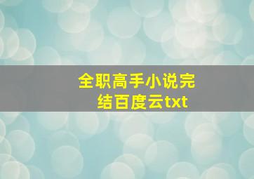 全职高手小说完结百度云txt