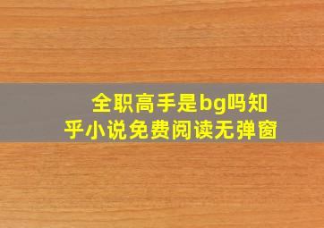 全职高手是bg吗知乎小说免费阅读无弹窗