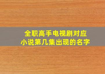 全职高手电视剧对应小说第几集出现的名字