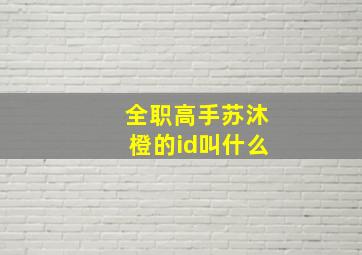 全职高手苏沐橙的id叫什么