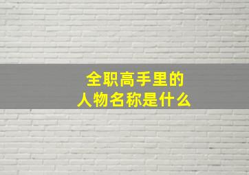 全职高手里的人物名称是什么