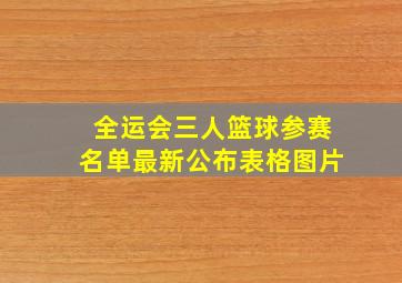 全运会三人篮球参赛名单最新公布表格图片