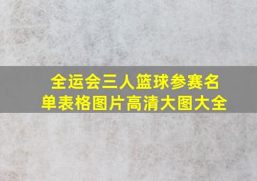 全运会三人篮球参赛名单表格图片高清大图大全