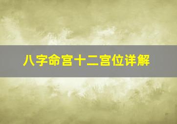 八字命宫十二宫位详解