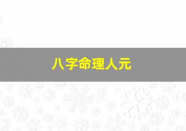 八字命理人元