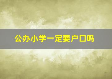 公办小学一定要户口吗