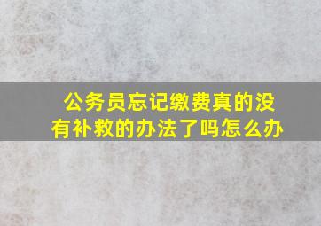 公务员忘记缴费真的没有补救的办法了吗怎么办