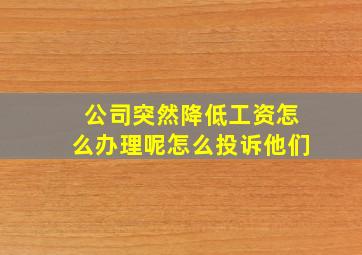 公司突然降低工资怎么办理呢怎么投诉他们