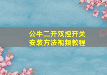 公牛二开双控开关安装方法视频教程