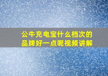 公牛充电宝什么档次的品牌好一点呢视频讲解