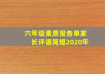 六年级素质报告单家长评语简短2020年