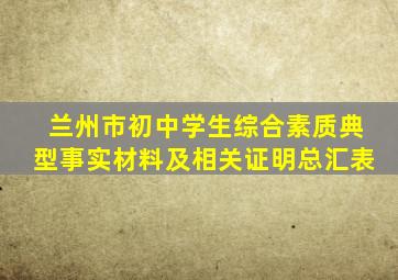 兰州市初中学生综合素质典型事实材料及相关证明总汇表