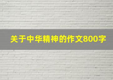 关于中华精神的作文800字