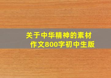 关于中华精神的素材作文800字初中生版