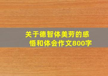 关于德智体美劳的感悟和体会作文800字