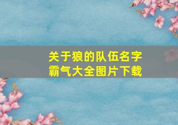 关于狼的队伍名字霸气大全图片下载