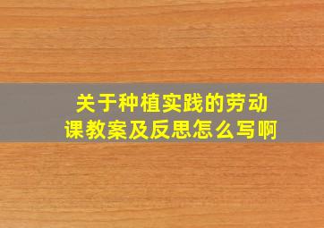 关于种植实践的劳动课教案及反思怎么写啊