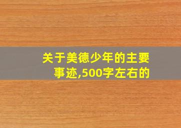 关于美德少年的主要事迹,500字左右的