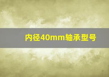 内径40mm轴承型号