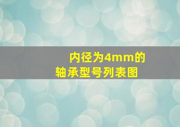 内径为4mm的轴承型号列表图