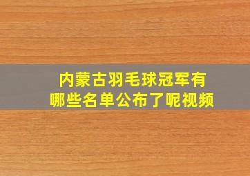 内蒙古羽毛球冠军有哪些名单公布了呢视频