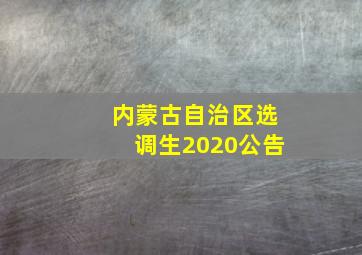 内蒙古自治区选调生2020公告