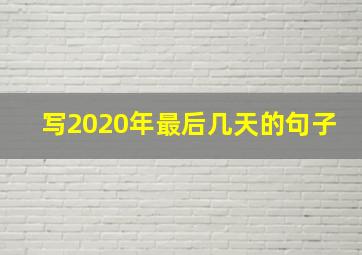 写2020年最后几天的句子