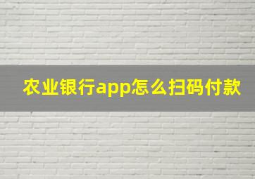 农业银行app怎么扫码付款