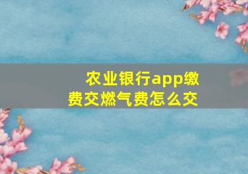 农业银行app缴费交燃气费怎么交