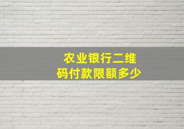 农业银行二维码付款限额多少