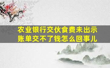 农业银行交伙食费未出示账单交不了钱怎么回事儿