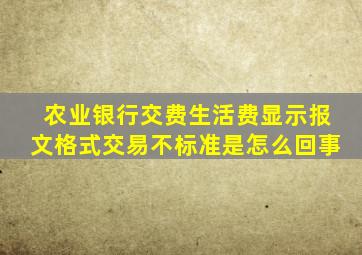 农业银行交费生活费显示报文格式交易不标准是怎么回事