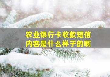 农业银行卡收款短信内容是什么样子的啊