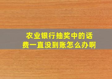 农业银行抽奖中的话费一直没到账怎么办啊